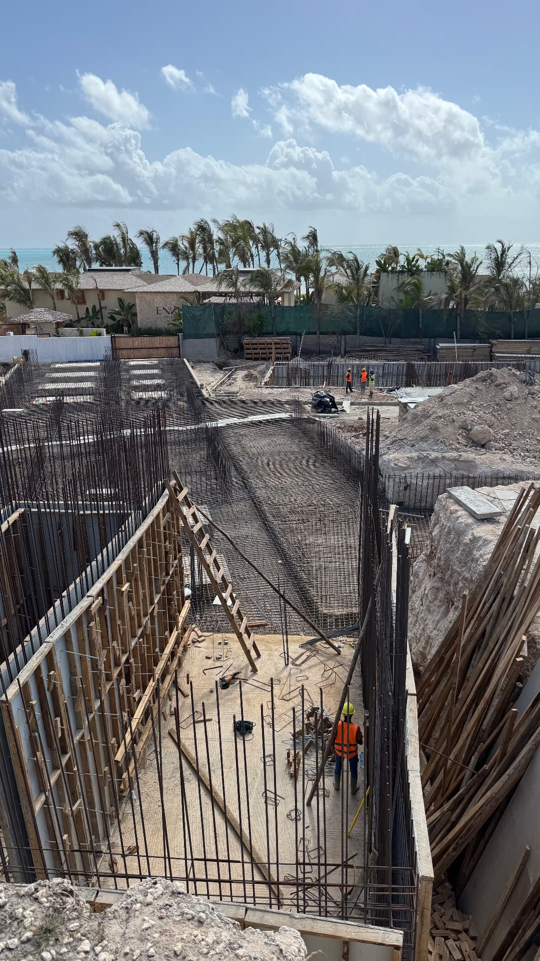 Samawa Beach Resort construction — ENVI side foundation ready for concrete pouring