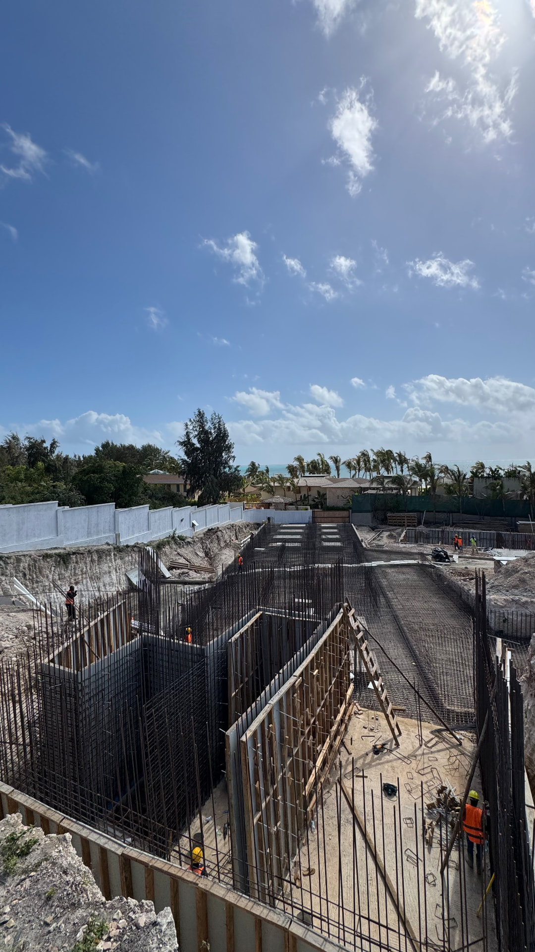 Samawa Beach Resort construction — aerial view of the resort footprint and ocean