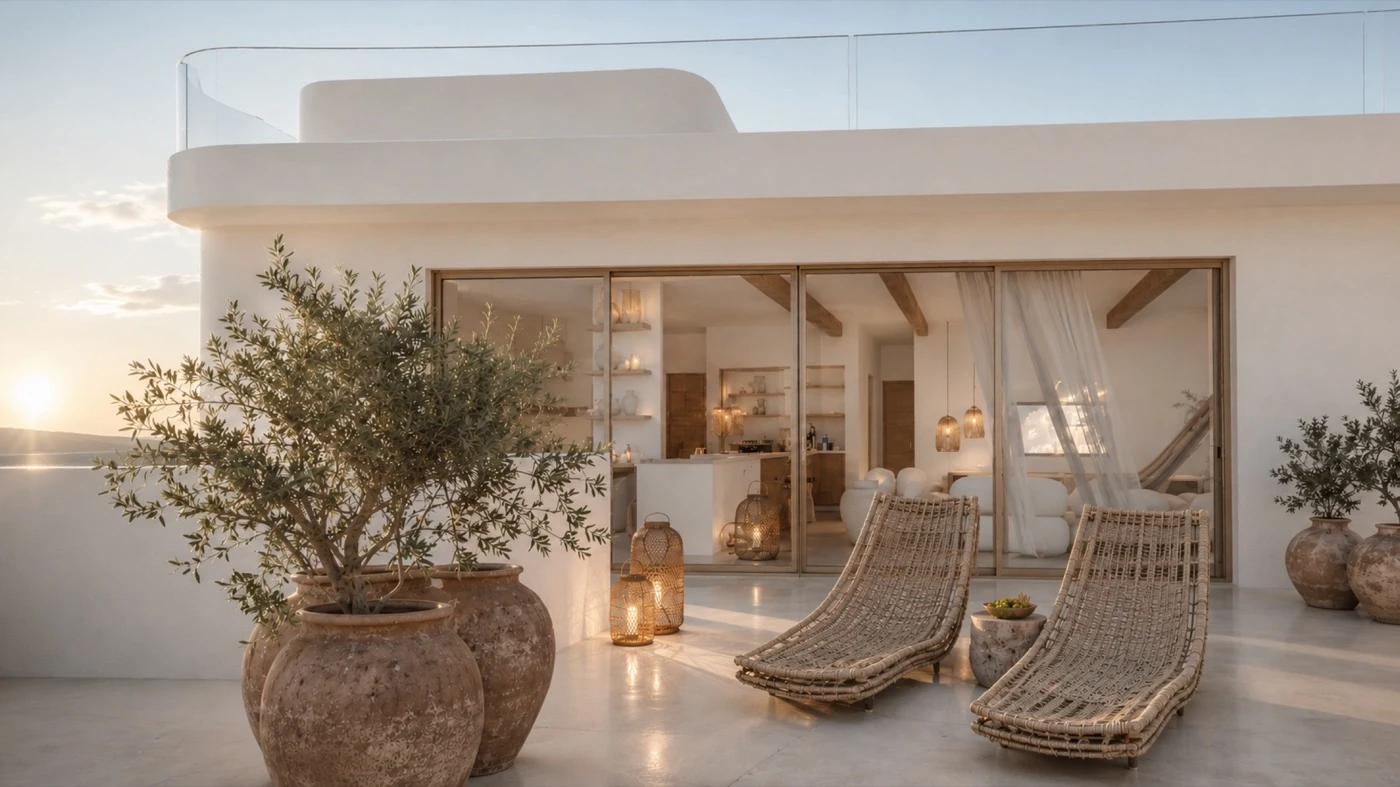 Render of a luxury terrace at Samawa